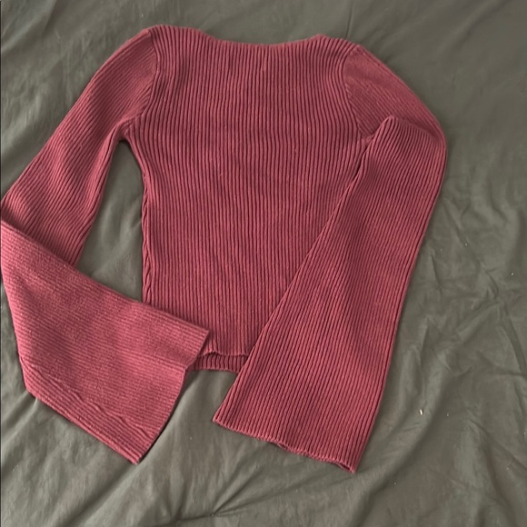 Hollister Maroon Ribbed Knit Top - Picture 3 of 4